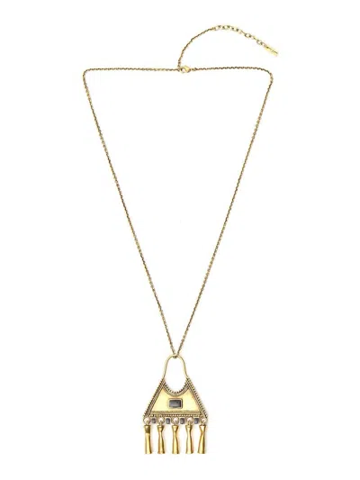 Saint Laurent Triangle Charm Necklace In Nero