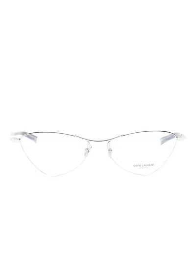 Saint Laurent Triangular-frame Glasses In Silver