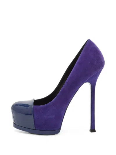 Pre-owned Saint Laurent Tribtoo Heeled Pumps In Blue