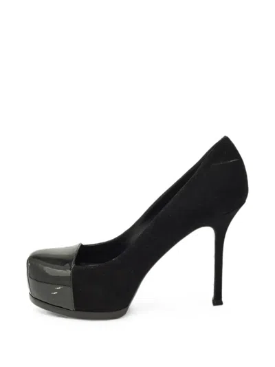 Pre-owned Saint Laurent Tribtoo Platform Heeled Pumps In Black