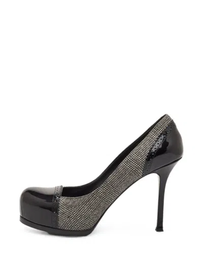 Pre-owned Saint Laurent Tribtoo Platform Pumps In Gray