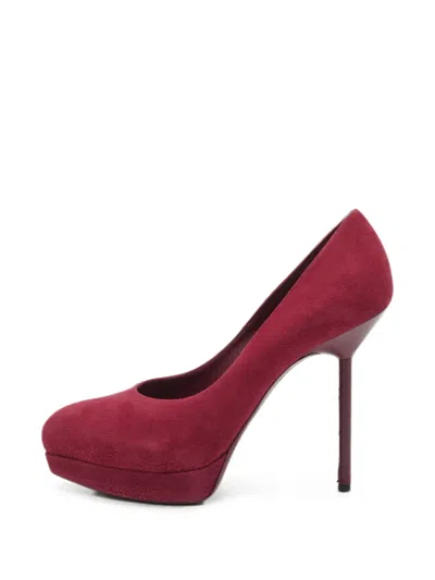 Pre-owned Saint Laurent Tribtoo Platform Pumps In Purple