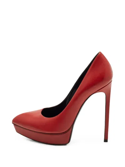 Pre-owned Saint Laurent Tribtoo Platform Pumps In Red