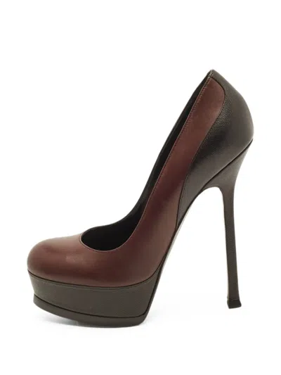 Pre-owned Saint Laurent Tribtoo Platform Pumps In Red