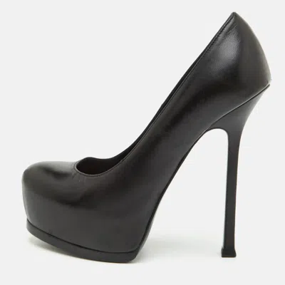 Pre-owned Saint Laurent Tribtoo Size 36 Black Leather Platform Pumps