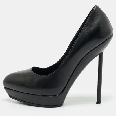 Pre-owned Saint Laurent Tribtoo Size 36 Black Leather Platform Pumps