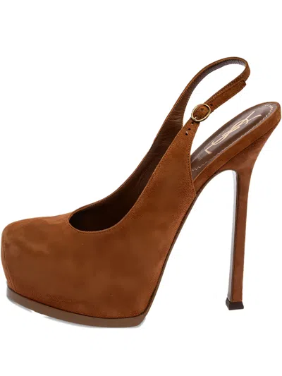 Pre-owned Saint Laurent Tribtoo Slingback Platform Sandals