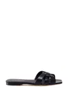 Saint Laurent Tribute 05 Leather Nu Pieds Flat Sandals In Black