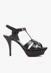 Saint Laurent Tribute Black Sandals With Platform In Patent Leather Woman In Black
