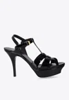 Saint Laurent Tribute Black Sandals With Platform In Patent Leather Woman In Black