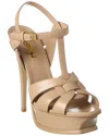 Saint Laurent Tribute Platform Sandals In Smooth Leather Beige In Beige