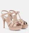 Saint Laurent Tribute Woven Patent-leather Platform Sandals In Neutral