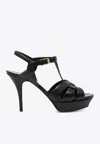 Saint Laurent Tribute Platform Sandals In Smooth Leather Shoes In Black