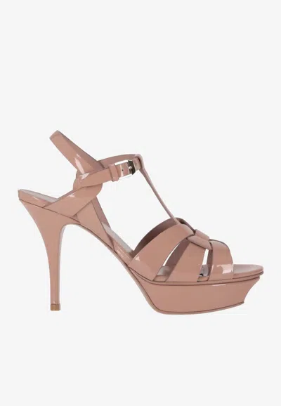 Saint Laurent Tribute 105 Platform Sandals In Patent Leather In Pink