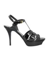 Shop Saint Laurent Tribute Platform Sandals In Patent Leather In Black
