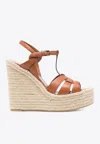 Saint Laurent Tribute Espadrille Wedge Sandals In Orange