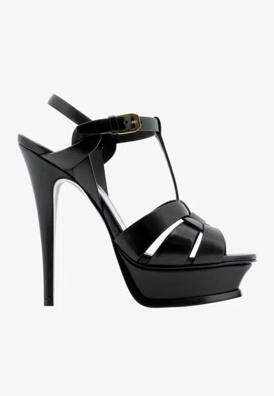 Saint Laurent Tribute 135 Platform Sandals In Black