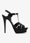 Saint Laurent Tribute Black Sandals With Platform In Patent Leather Woman In Black