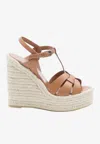 Saint Laurent Tribute Espadrille Wedge Sandals In Orange