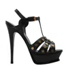 Saint Laurent Black Tribute Sandals With Studs And Platform For Women In Black