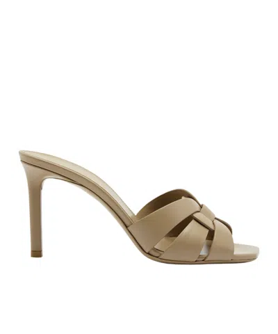 Saint Laurent Tribute 85 Leather Mules In Brown