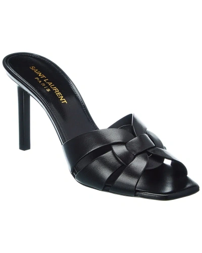 Saint Laurent Tribute 85 Leather Sandal In Black