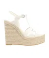 Saint Laurent Tribute Matte Leather Platform Espadrille Sandal In Nude