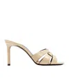 Saint Laurent Women's Dark Beige Tribute Leather Sandals For Fw23 In Nude