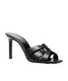 Saint Laurent Tribute Embossed Croc Mules In Black