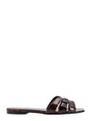 Saint Laurent Tribute Nu Pieds Patent Leather Flat Sandals In Black