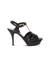 SAINT LAURENT TRIBUTE BLACK SANDALS WITH HEEL AND PLATFORM IN LEATHER