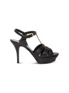 Saint Laurent Tribute Black Sandals With Platform In Patent Leather Woman In Black