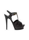 Saint Laurent Tribute Black Sandals With Platform In Patent Leather Woman In Black