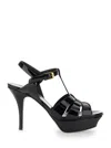 Saint Laurent Tribute Black Sandals With Platform In Patent Leather Woman In Black