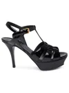 Saint Laurent Patent Leather Platform Sandals With Stiletto Heel 10cm In Black