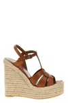 Saint Laurent Tribute Woven Leather Espadrille Wedge Sandals