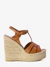 Saint Laurent Tribute Espadrille Wedge Sandals In Orange
