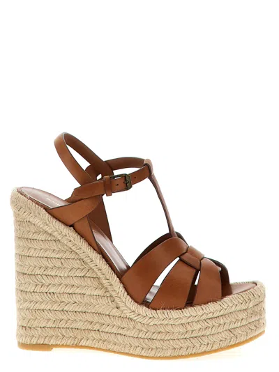 Saint Laurent Tribute Espadrilles Wedges Brown