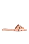 Saint Laurent Tribute Flat Sandal In Beige Rose
