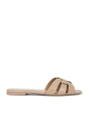 Saint Laurent Tribute 05 Beige Sandals With Criss-crossed Straps In Patent Leather Woman In Neutral