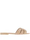 Saint Laurent Nu Pieds Woven Patent Flat Sandals