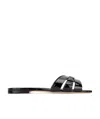Saint Laurent Tribute 05 Leather Nu Pieds Flat Sandals In Black