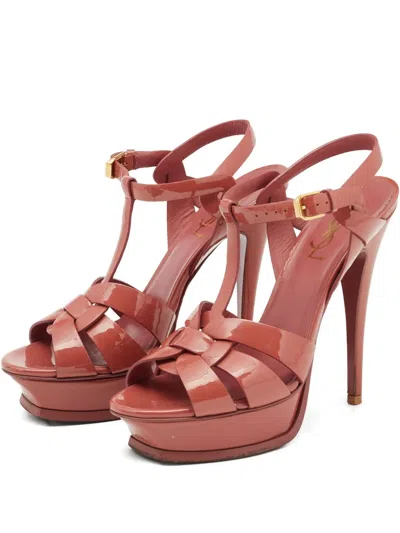 Pre-owned Saint Laurent Tribute Heeled Sandals In Pink