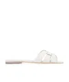 Saint Laurent White Slide Sandals With Square Toe For Women In White