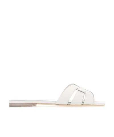 Saint Laurent Tribute Intertwining-strap Sandals In White
