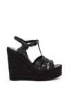 Saint Laurent Tribute Woven Leather Espadrille Wedge Sandals