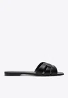 SAINT LAURENT TRIBUTE LEATHER FLAT SANDALS