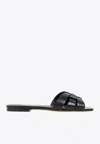 Saint Laurent Tribute 05 Leather Nu Pieds Flat Sandals In Nero