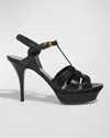 Saint Laurent Tribute Leather Platform Sandals In Black