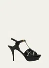 Saint Laurent Tribute Black Sandals With Platform In Patent Leather Woman In Black